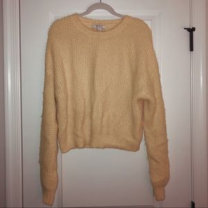 crew neck, fuzzy sweater